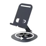 Rotatable 360° Metal Mobile Stand by apixmi com| Angle Adjustable Desk Phone Holder | Sturdy Anti Slip Base | Compatible with iPhone, Samsung, OnePlus, Xiaomi, Oppo, Vivo, Realme & More(Space Grey)